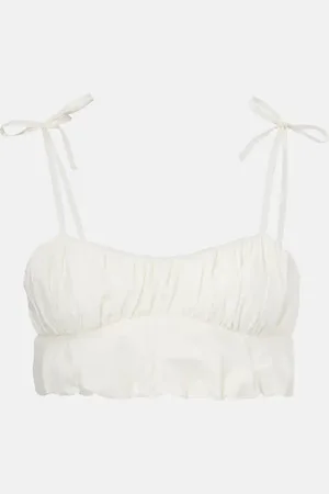 FAITHFULL THE BRAND Gathered cotton poplin crop top