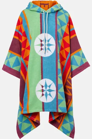 Loewe Printed hooded cotton terry poncho
