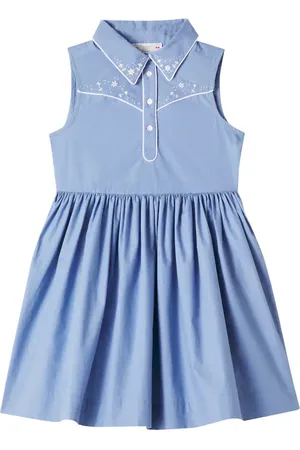 BONPOINT Ermance embroidered cotton poplin dress