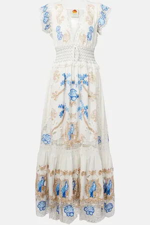 Farm Rio Embroidered linen-blend maxi dress