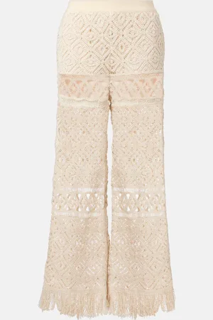 La DoubleJ Lacey macramÃ© cotton palazzo pants