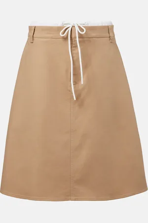 Vince Layered cotton twill midi skirt