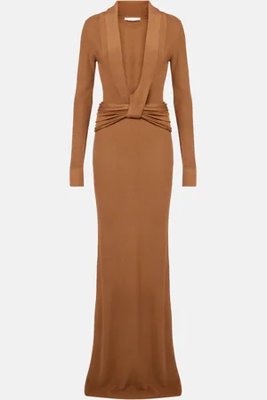 AYA MUSE Aure gathered knitted silk-blend gown