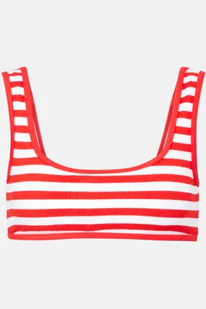Jade Swim Rounded Edges striped bikini top