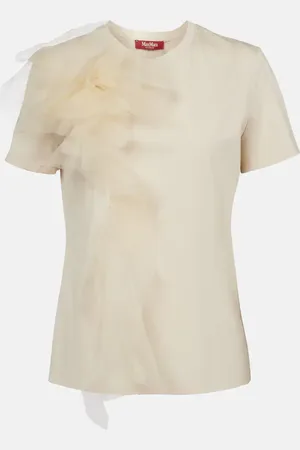 Max Mara Ruffled cotton and tulle T-shirt