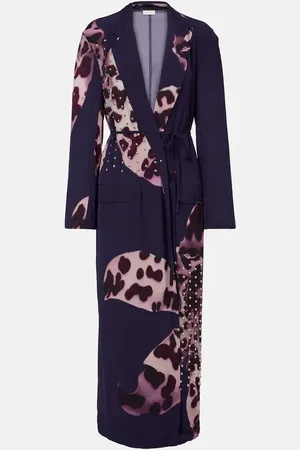 DRIES VAN NOTEN Printed embellished wrap dress