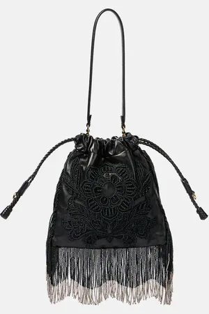 Etro Kalispera Small fringed leather bucket bag