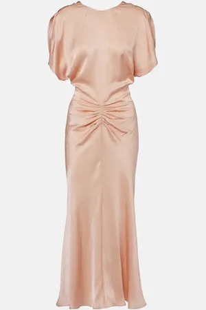 Victoria Beckham Ruched satin jacquard midi dress