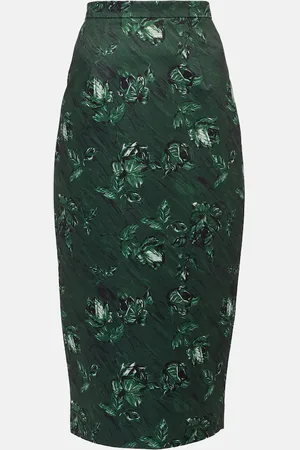 EMILIA WICKSTEAD Lorelei floral taffeta faille pencil skirt