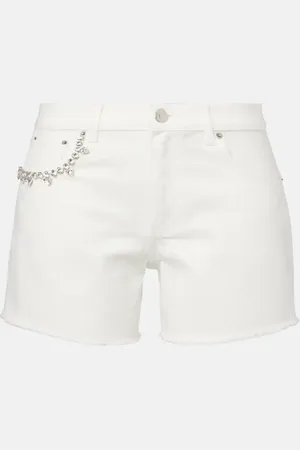 AREA Crystal-embellished denim shorts