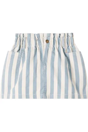 Rylee + Cru Striped gathered denim skirt