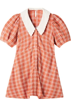 Rylee + Cru Del Mar checked linen-blend dress