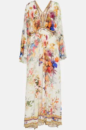 Camilla Gathered floral silk maxi dress