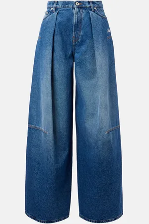Jean Paul Gaultier Embroidered pleated wide-leg jeans