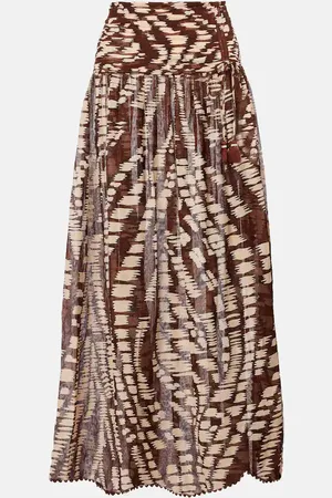 POUPETTE ST BARTH Carla semi-sheer printed cotton midi skirt