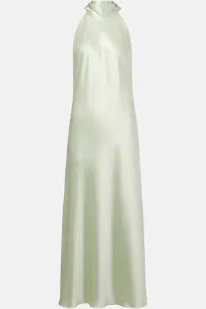 GALVAN Sienna scarf-detail satin maxi dress