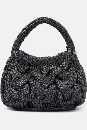J.W.Anderson Cable Knit Small raffia tote bag