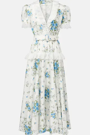 RODARTE Satin and broderie anglaise maxi dress