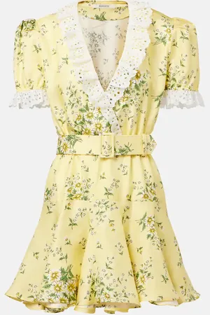 RODARTE Satin and broderie anglaise minidress