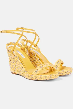 Aquazzura Costiera Crystal raffia wedge sandals