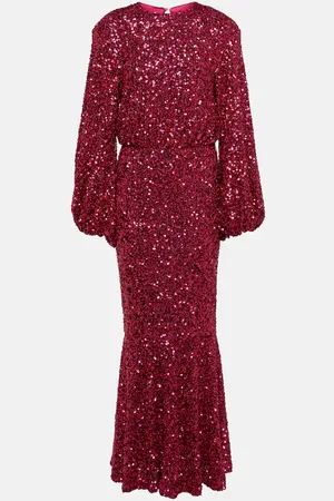 ROTATE Sequined puff-sleeve maxi dress