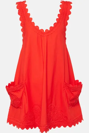 Juliet Dunn Embroidered scalloped cotton minidress