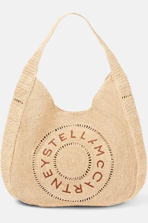 Stella McCartney Logo embroidered raffia tote bag