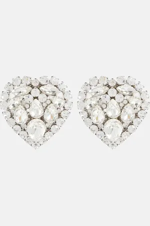 Alessandra Rich Heart crystal-embellished clip-on earrings