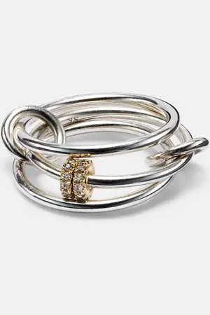 SPINELLI KILCOLLIN Sterling and 18kt gold linked rings with diamonds