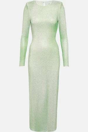 Self-Portrait Embellished mesh midi dress