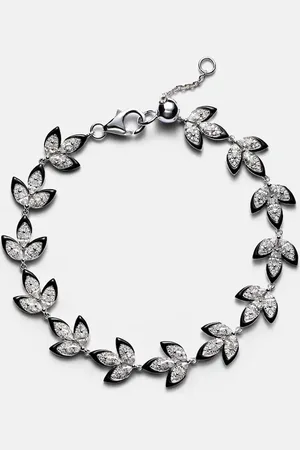 Kamyen Enamel Leaf 18kt white gold bracelet with diamond