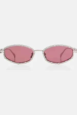 Gucci Crystal-embellished oval sunglasses