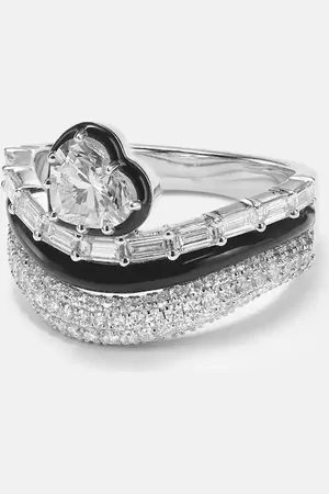 Kamyen Art Deco Heart 18kt white gold ring with diamonds