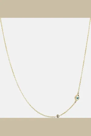 Sydney Evan Mini Evil Eye 14kt yellow and white diamond necklace