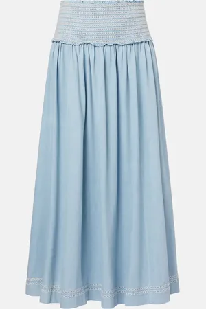 ZIMMERMANN Ascension shirred denim midi skirt