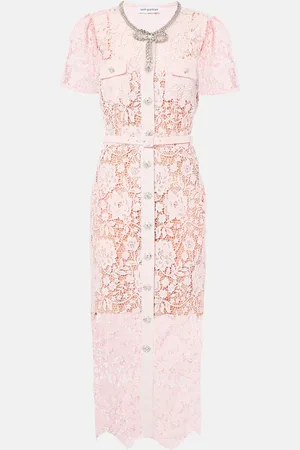 Self-Portrait Crystal-embellished lace midi dress