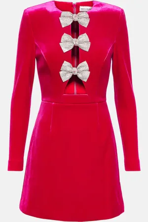 Rebecca Vallance Bernadette bow-detail velvet minidress
