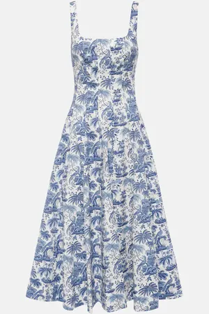 Staud Wells printed cotton poplin midi dress