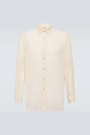 Auralee Striped cotton organza Oxford shirt