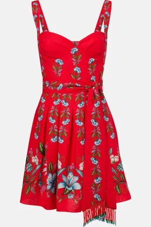 Farm Rio Sweet Bloom Bouquet linen-blend minidress