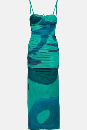 SIR X Frankie Tobin Frankie ruched mesh midi dress