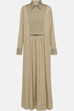Max Mara Pleated cotton maxi dress