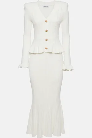 Self-Portrait Pointelle peplum midi dress