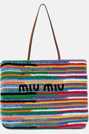 Miu Miu Large striped crochet tote bag