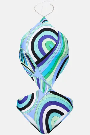Puccini Iride printed halterneck swimsuit