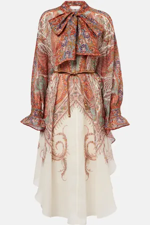 ZIMMERMANN Rhiannon tie-neck ramie midi dress
