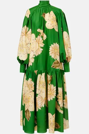 ALÉMAIS Sage floral silk midi dress