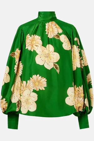 ALÉMAIS Sage floral silk blouse