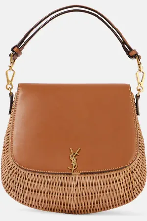Saint Laurent Voltaire leather and wicker tote bag