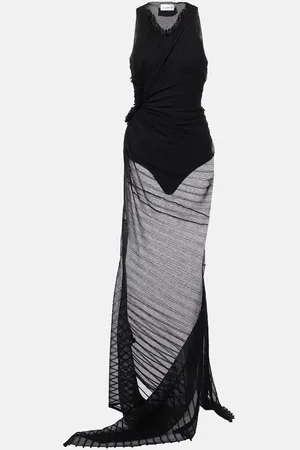 Victoria Beckham Gathered sheer tulle maxi dress